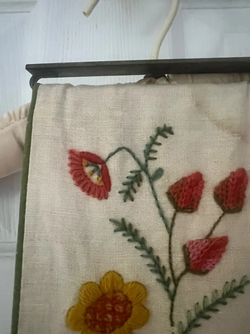 Vintage Embroidered Floral Wall Hanging/Table Runner